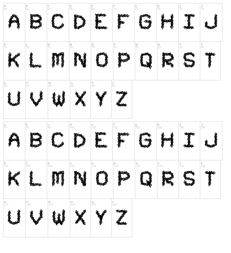 Urban Tribal STF font map